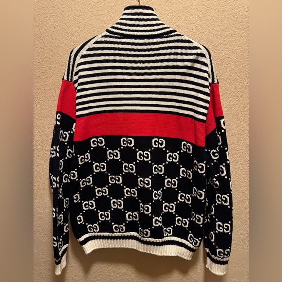 New Gucci GG Supreme Maxi Logo Full Zip Sweater Size L - Picture 9 of 12